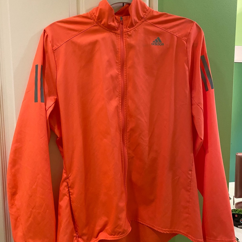 Adidas orange reflective windbreaker